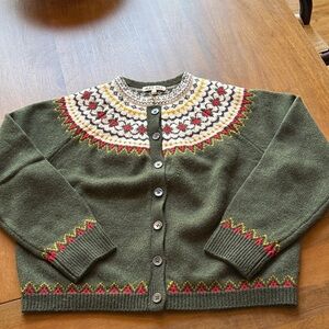 Alex Mill Olive Fair Isle Cardigan. Size L.